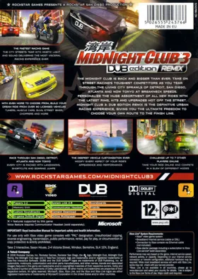 Midnight Club 3 DUB Edition Remix (USA) box cover back